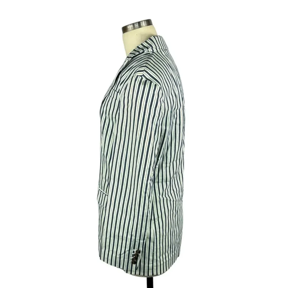 J‎ CREW Willa Blazer Blue White Striped Button Front Jacket Women's Size 6 NWT